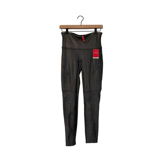 NWT Spanx Faux Leather Moto Leggings in Color Gunmetal - Picture 3 of 5